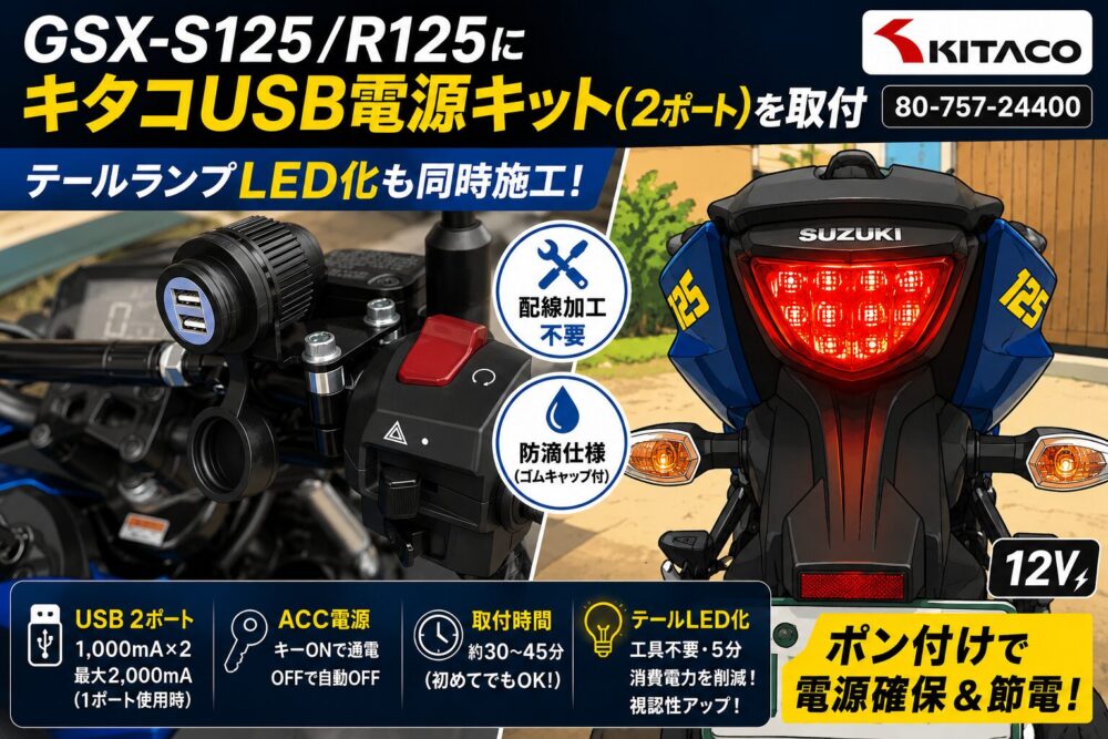 GSX-S125/GSX-R125 _USB電源キット取付